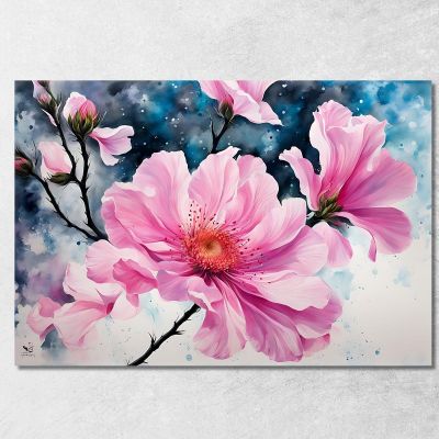 Pink Magnolia Painting With Abstract Details Modern Abstract Flowers Painting flp27 canvas print 