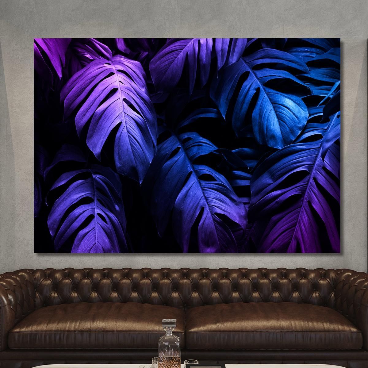 Modern Painting Tropical Leaves Neon Modern Painting Abstract Flowers flp30 canvas print 