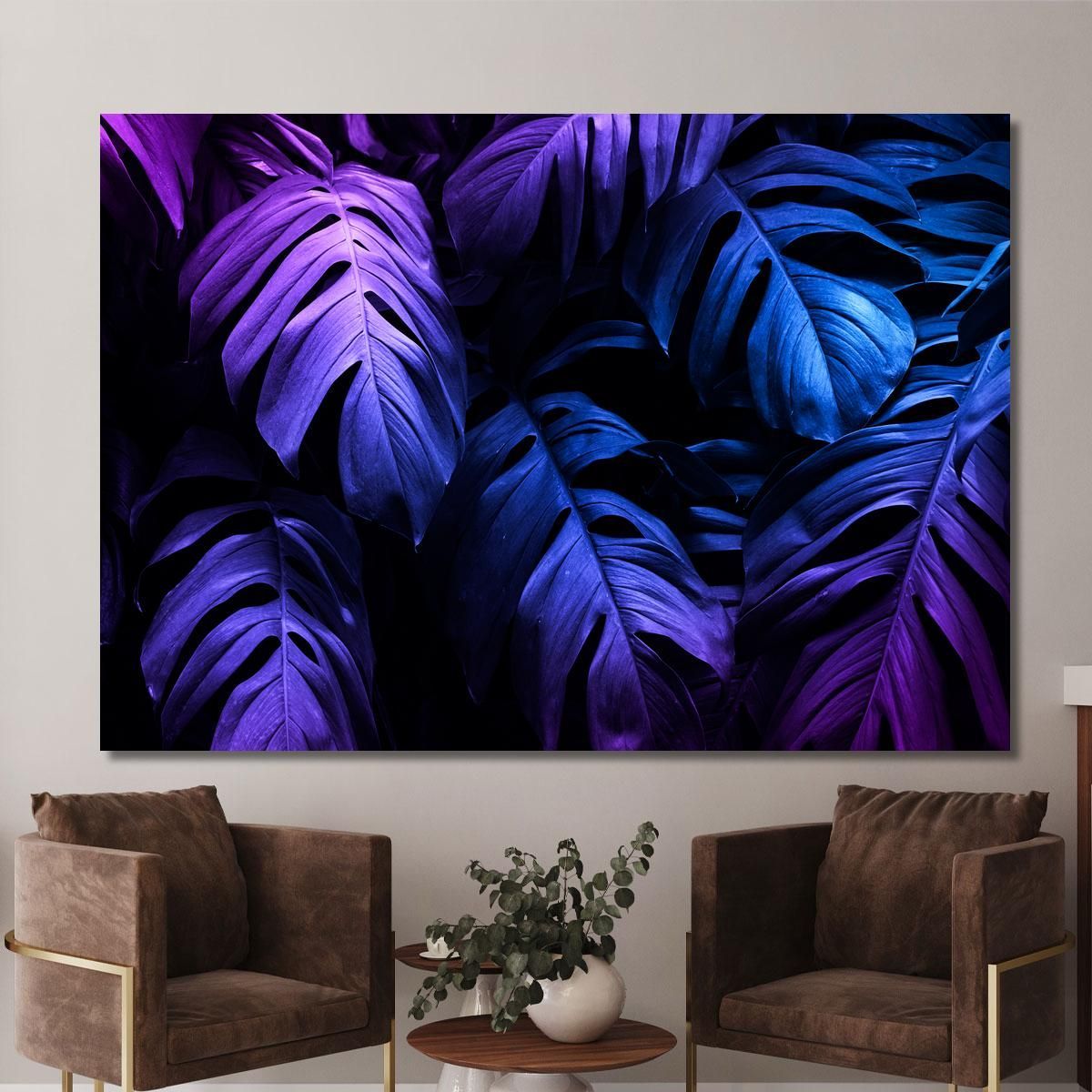 Modern Painting Tropical Leaves Neon Modern Painting Abstract Flowers flp30 canvas print 