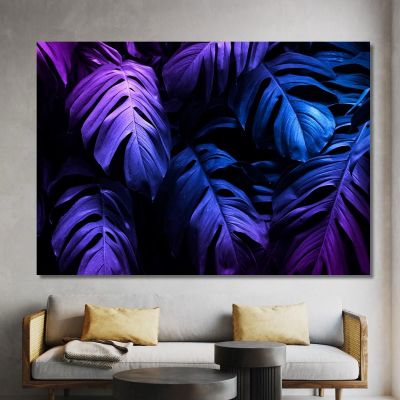 Modern Painting Tropical Leaves Neon Modern Painting Abstract Flowers flp30 canvas print 