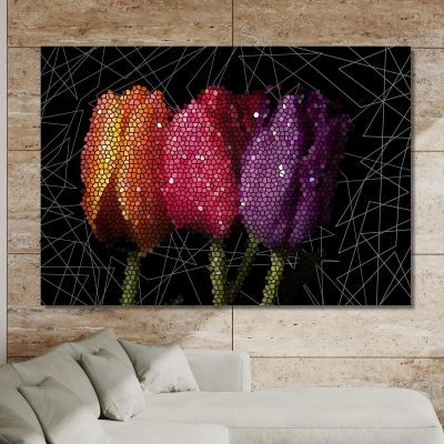 Mosaic Painting Abstract Tulips Modern Painting Abstract Flowers flp31 canvas print 