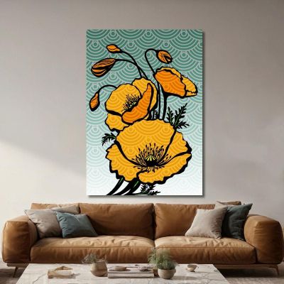 Vintage Yellow Poppies Painting Modern Abstract Flowers Painting flp35 canvas print 