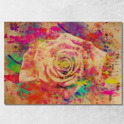 Abstract Multicolored Rose Painting Modern Abstract Flowers Painting flp37 canvas print 