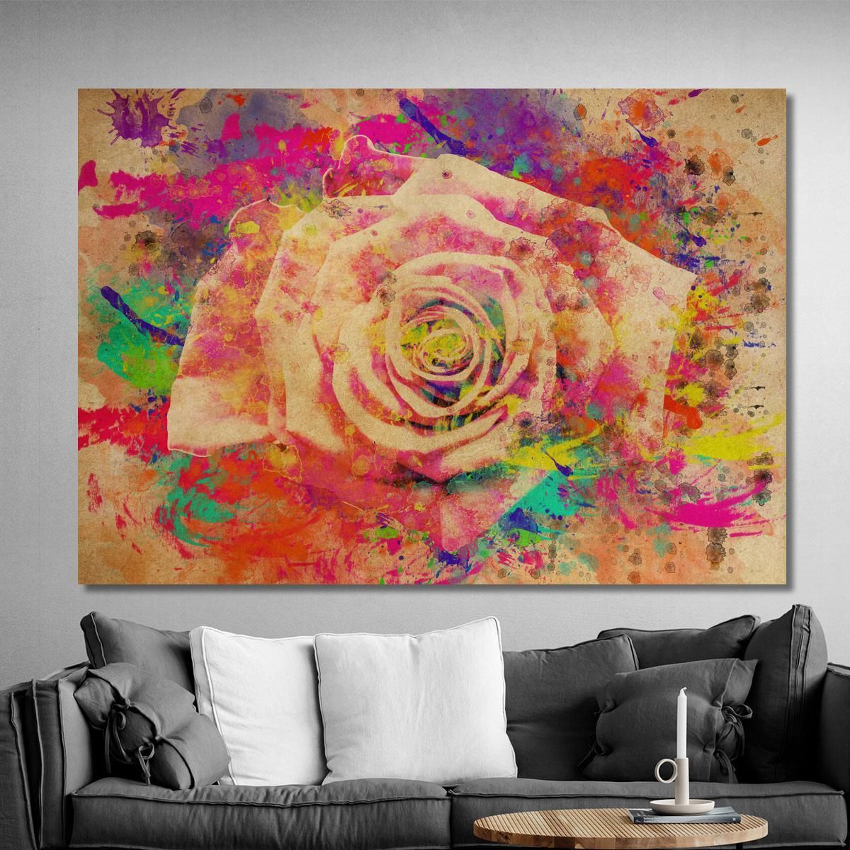 Abstract Multicolored Rose Painting Modern Abstract Flowers Painting flp37 canvas print 