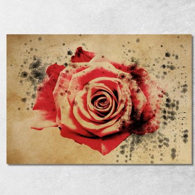 Vintage Red Rose Painting Modern Abstract Flowers Painting flp38 canvas print 