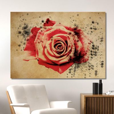 Vintage Red Rose Painting Modern Abstract Flowers Painting flp38 canvas print 