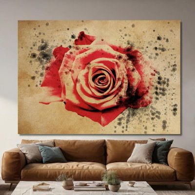 Vintage Red Rose Painting Modern Abstract Flowers Painting flp38 canvas print 