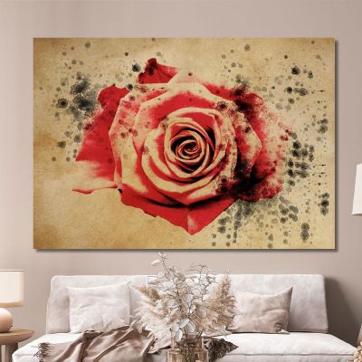 Vintage Red Rose Painting Modern Abstract Flowers Painting flp38 canvas print 