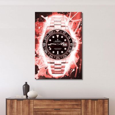 Modern Watch Painting Rolex Red Blur Gmt rlx4 canvas print 