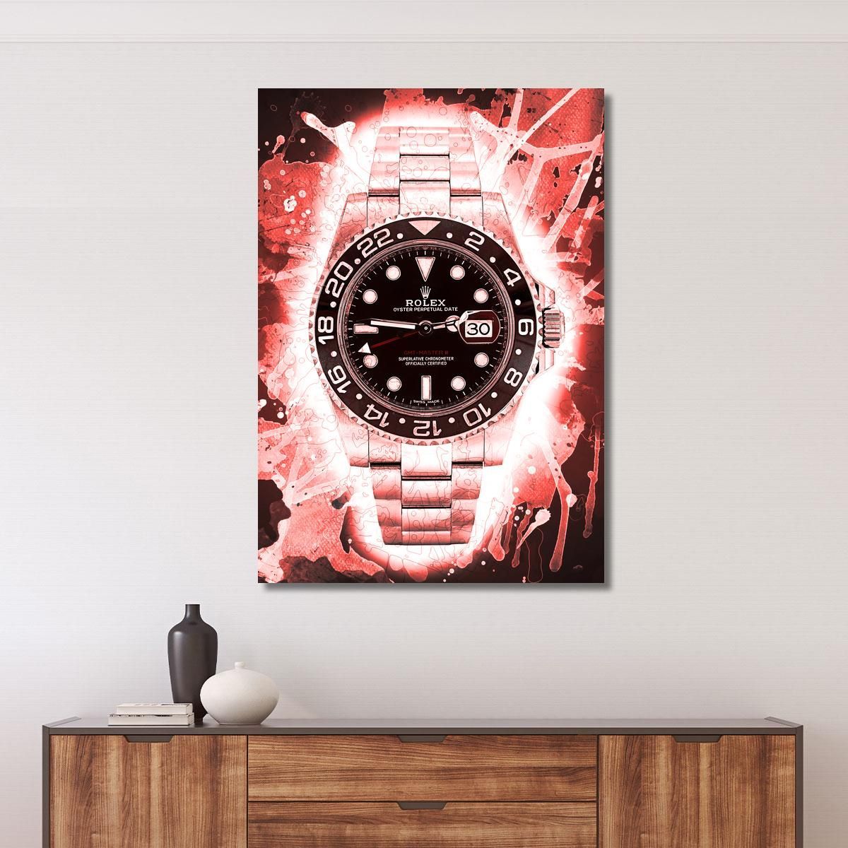 Modern Watch Painting Rolex Red Blur Gmt rlx4 canvas print 