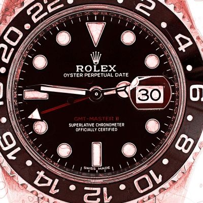 Modern Watch Painting Rolex Red Blur Gmt rlx4 canvas print