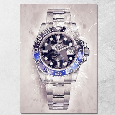 Modern Watch Painting Rolex Classic Gmt Batman rlx6 canvas print 