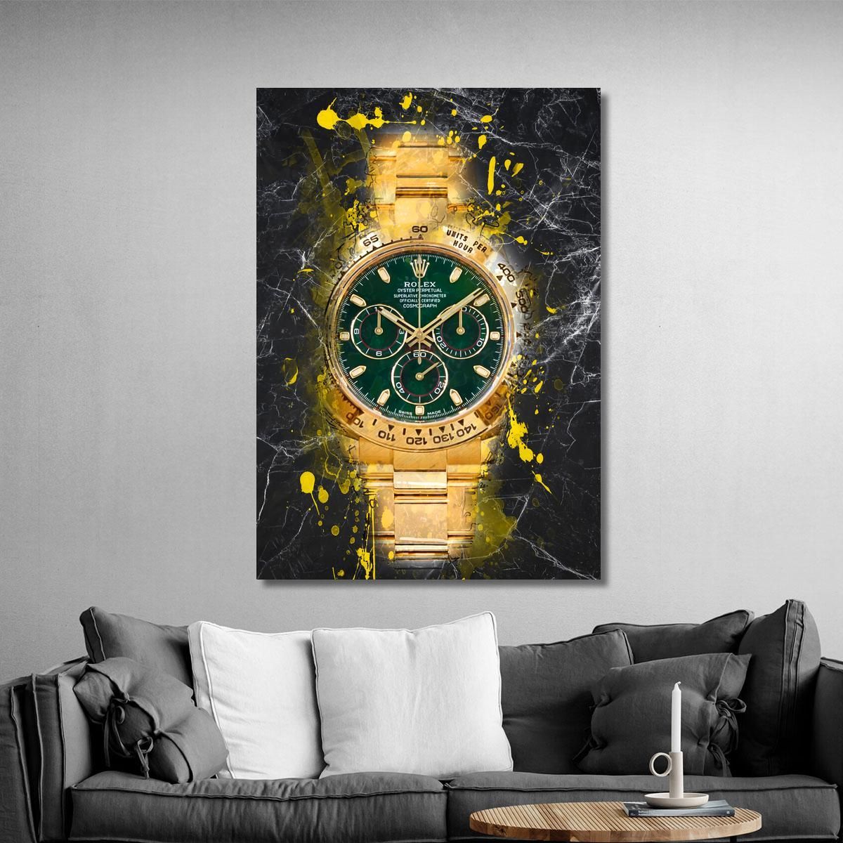 Modern Watch Painting Rolex Black Marble Daytona Dream rlx7 canvas print 