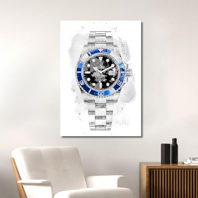 Modern Watch Painting Rolex White Submariner rlx10 canvas print 