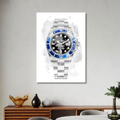 Modern Watch Painting Rolex White Submariner rlx10 canvas print 