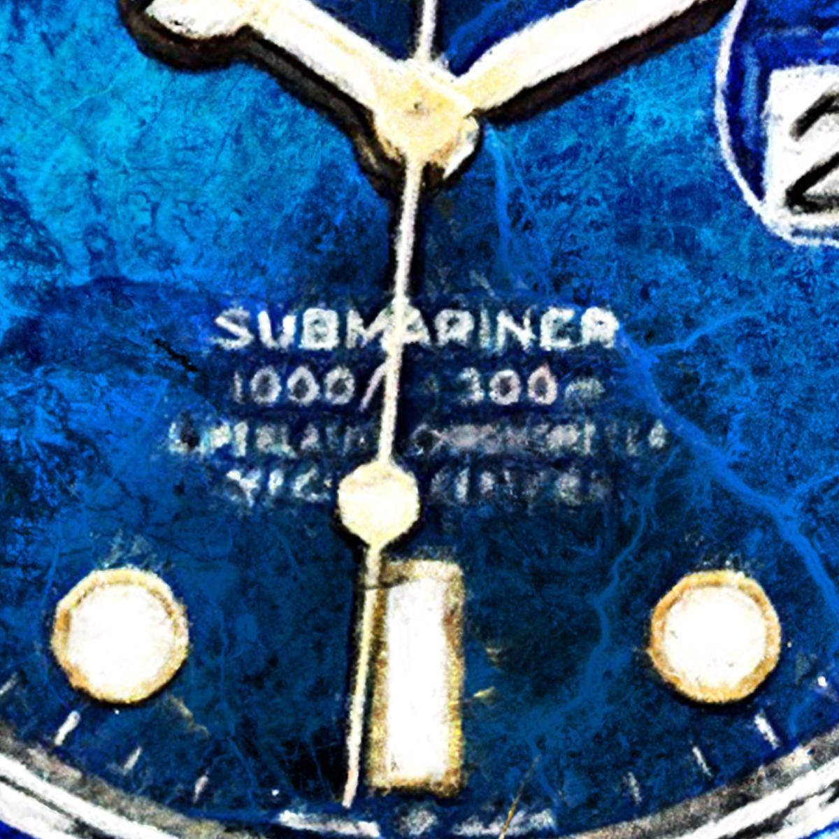 Modern Watch Painting Rolex Blue And Gold On Tile rlx14 canvas print