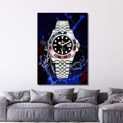 Modern Watch Painting Rolex Gmt Master Pepsi Water Drops rlx18 canvas print 