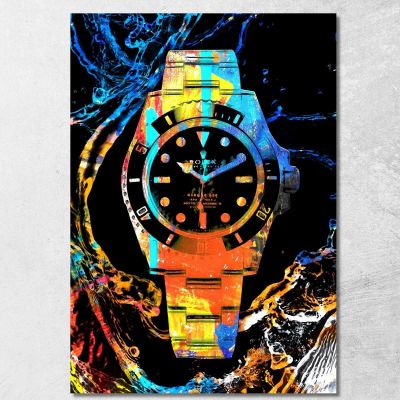 Modern Watch Painting Rolex Fluorescent Submariner Colorful rlx22 canvas print 