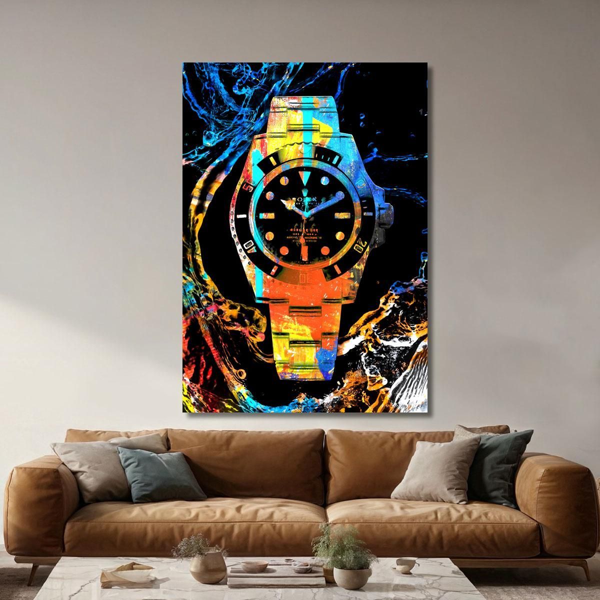 Modern Watch Painting Rolex Fluorescent Submariner Colorful rlx22 canvas print 