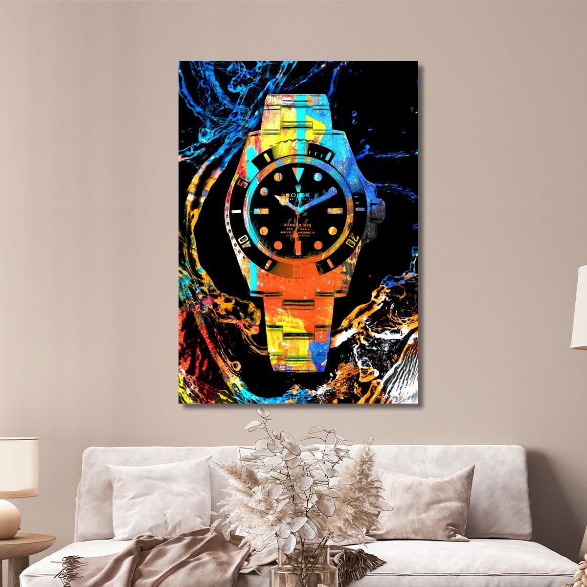 Modern Watch Painting Rolex Fluorescent Submariner Colorful rlx22 canvas print 