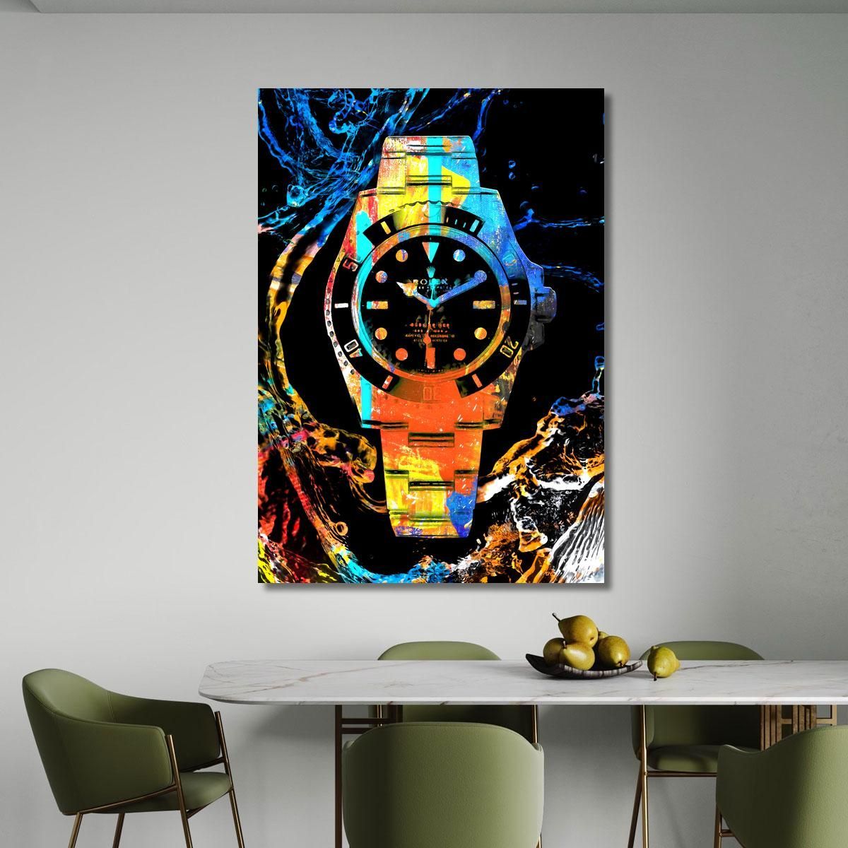 Modern Watch Painting Rolex Fluorescent Submariner Colorful rlx22 canvas print 