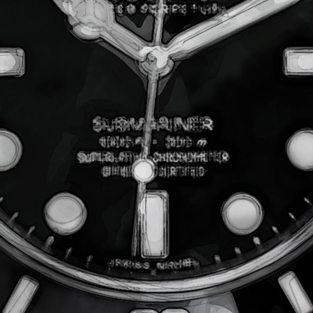 Modern Watch Painting Rolex Submariner Black And White Explosion rlx24 canvas print