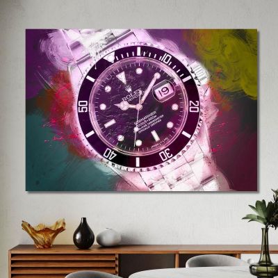 Modern Watch Painting Rolex Submariner Purple Color Spots rlx25 canvas print 