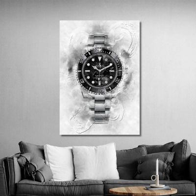 Modern Watch Painting Rolex Submariner Shades Of Gray rlx28 canvas print 