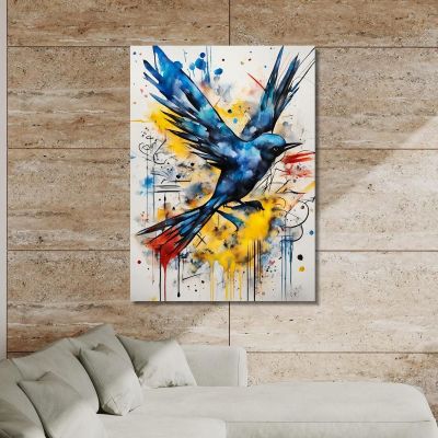 Flight Through Chaos Inspired By Jean-Michel Basquiat ibsq12 canvas print 