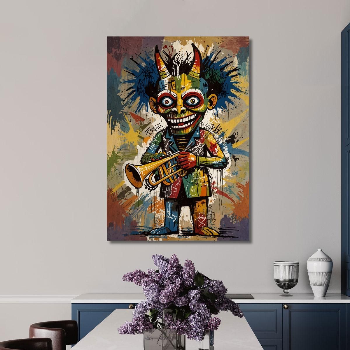 The Horned Trumpeter Reinterpretation Jean-Michel Basquiat ibsq29 canvas print 
