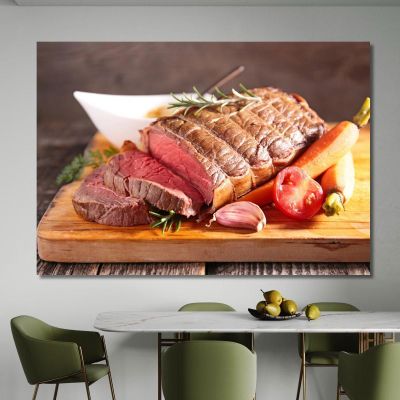 Modern Painting Roast Beef On Cutting Board foo3 canvas print 