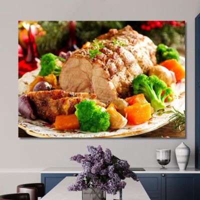 Modern Painting Succulent Roast With Baked Vegetables foo4 canvas print 