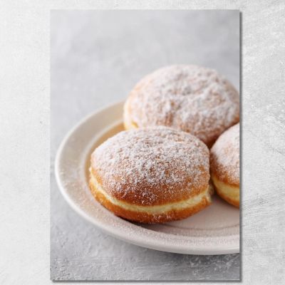 Modern Painting Sugared Bomboloni On White Plate foo6 canvas print 