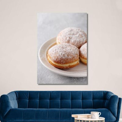 Modern Painting Sugared Bomboloni On White Plate foo6 canvas print 