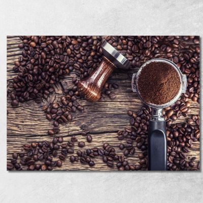 Modern Painting Ground Coffee On Rustic Wood foo13 canvas print 