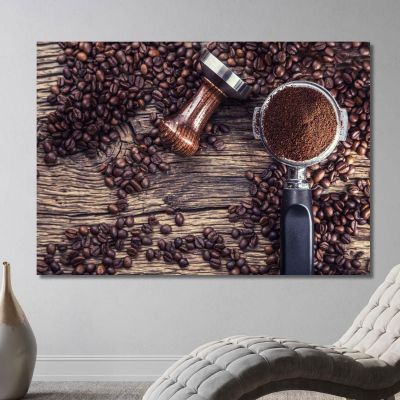 Modern Painting Ground Coffee On Rustic Wood foo13 canvas print 