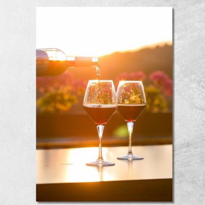 Modern Painting Glasses With Red Wine At Sunset foo17 canvas print 