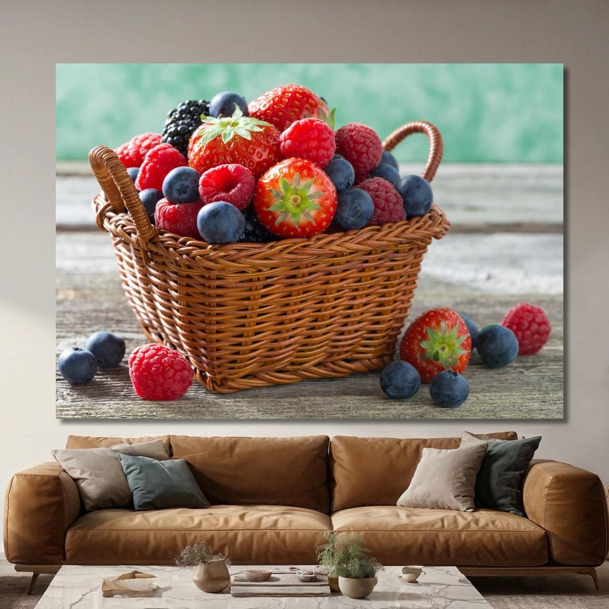 Modern Painting Basket Of Fresh Berries foo22 canvas print 