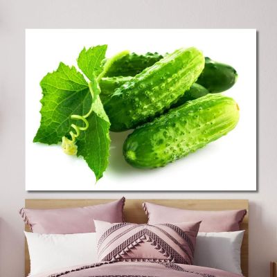 Modern Painting Fresh Cucumbers With Green Leaf foo23 canvas print 