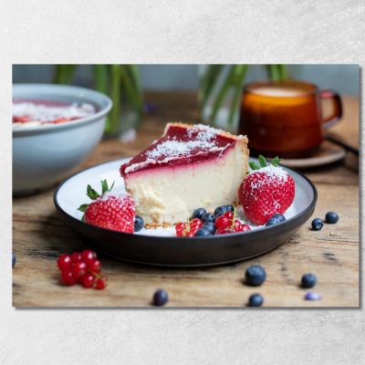 Modern Painting Berry Cheesecake With Strawberries And Blueberries foo24 canvas print 