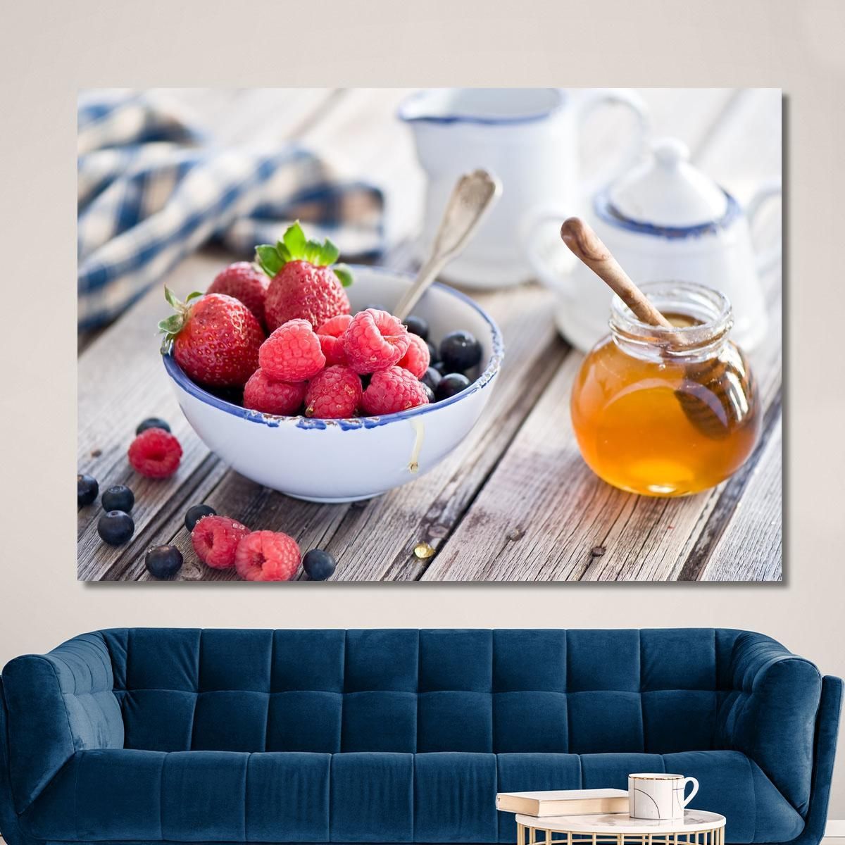 Modern Painting Bowl Of Berries With Honey foo27 canvas print 