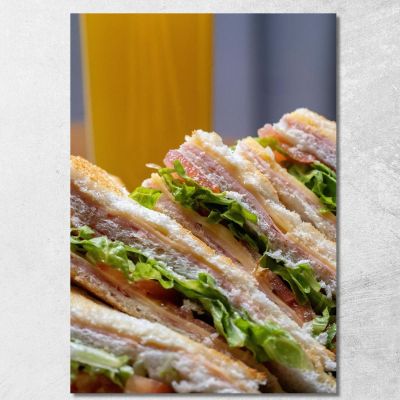 Modern Painting Club Sandwich With Lettuce And Cheese foo28 canvas print 