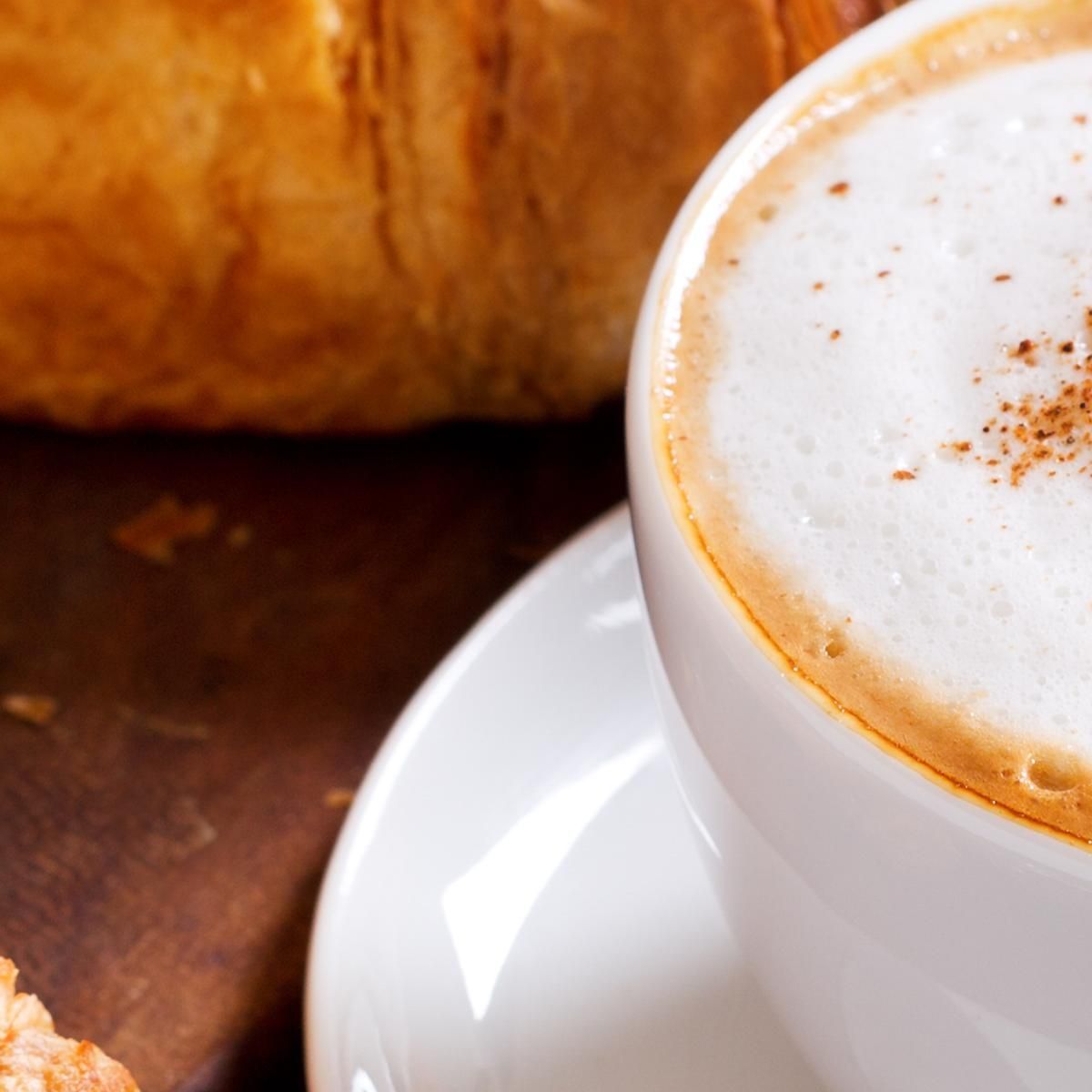 Modern Painting Breakfast With Croissant And Cappuccino foo31 canvas print
