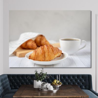 Modern Painting French Breakfast With Croissant And Coffee foo34 canvas print 