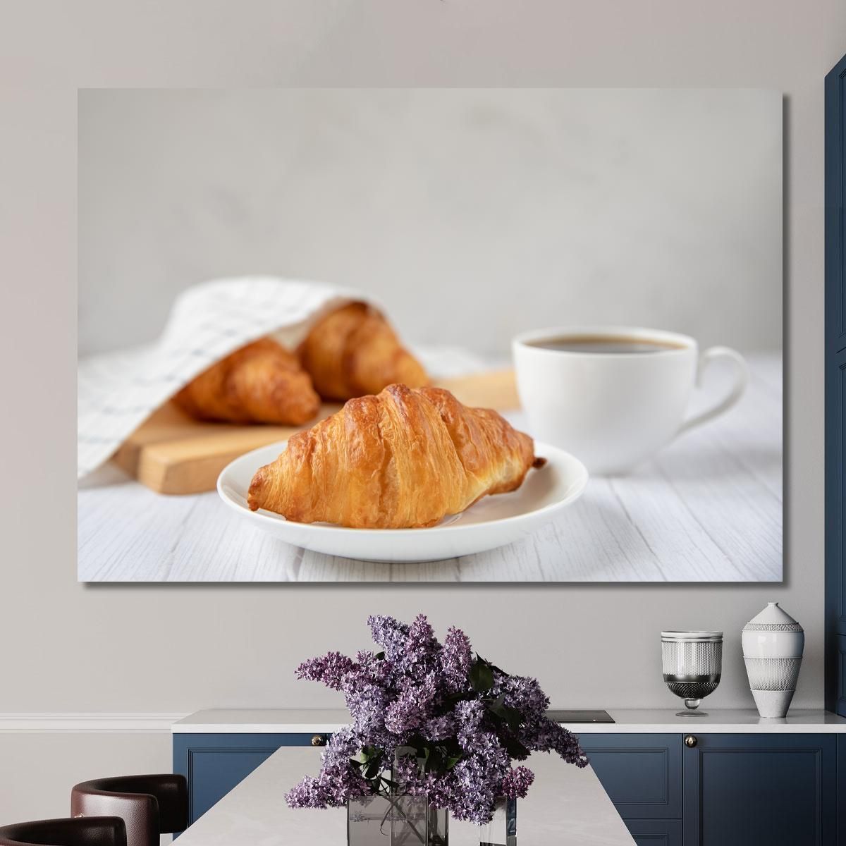 Modern Painting French Breakfast With Croissant And Coffee foo34 canvas print 