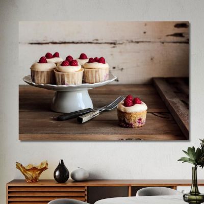Modern Painting Raspberry Cupcake With Vanilla Cream foo48 canvas print 