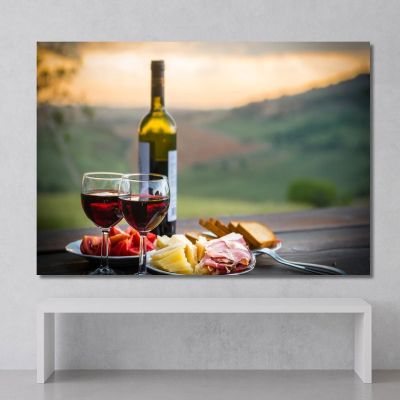 Modern Painting Wine Tasting With Cheese And Salami On The Hill foo51 canvas print 