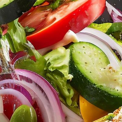 Modern Painting Greek Salad With Flying Ingredients foo72 canvas print