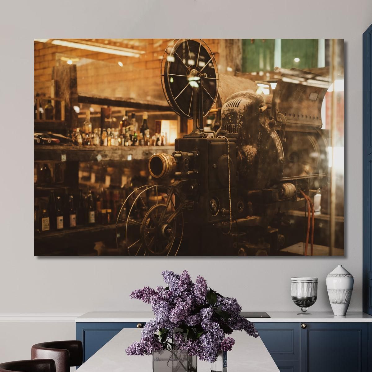 Modern Painting Vintage Projection Machine In A Retro Setting foo77 canvas print 