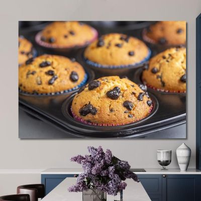 Modern Painting Freshly Baked Chocolate Chip Muffins foo83 canvas print 